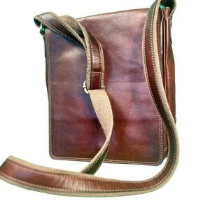 Full Leather Messenger Bag by Old Angler Firenze, brown/cognac
